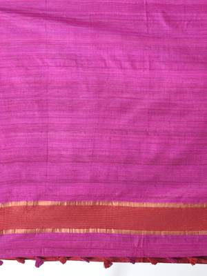 dark red viscose saree with gheecha pallu and golden border 4