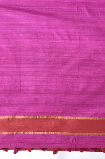 dark red viscose saree with gheecha pallu and golden border