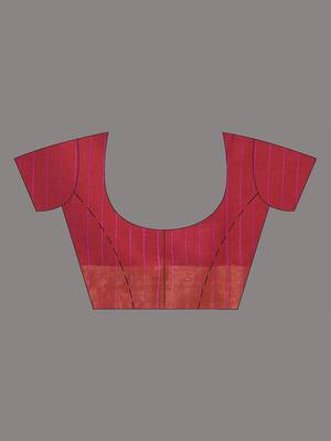 dark red viscose saree with gheecha pallu and golden border 5