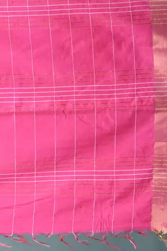 elegant pink art silk saree with checkered design