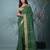 elegant green art silk saree with checkered design