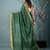 elegant green art silk saree with checkered design