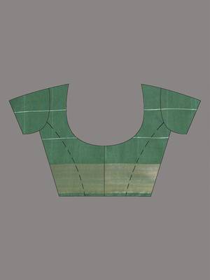 elegant green art silk saree with checkered design 5