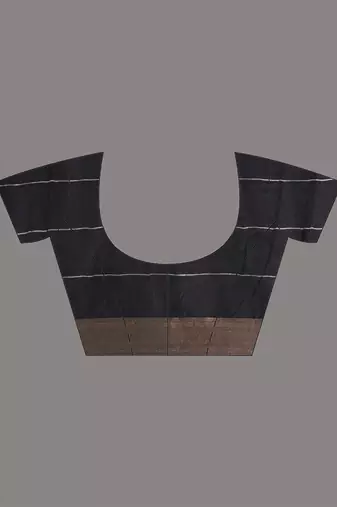 elegant black art silk saree with checkered design