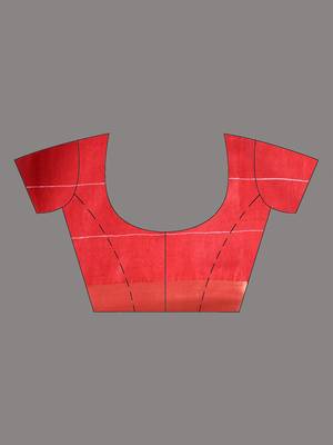 elegant red art silk saree with checkered design 5