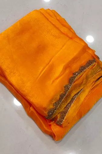 Yellowcolor fendy chiffon saree with running blouse