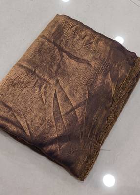 Brown color fendy chiffon saree with running blouse 4
