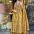 	Jaipuri Yellow Women's Cotton Blend Anarkali Printed Kurta With Palazzo & Dupatta