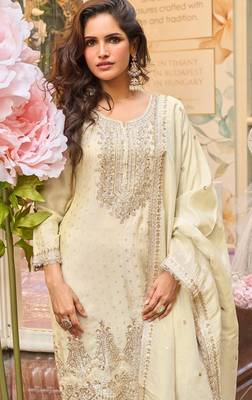 white embroidered palazzo style salwar suit 2
