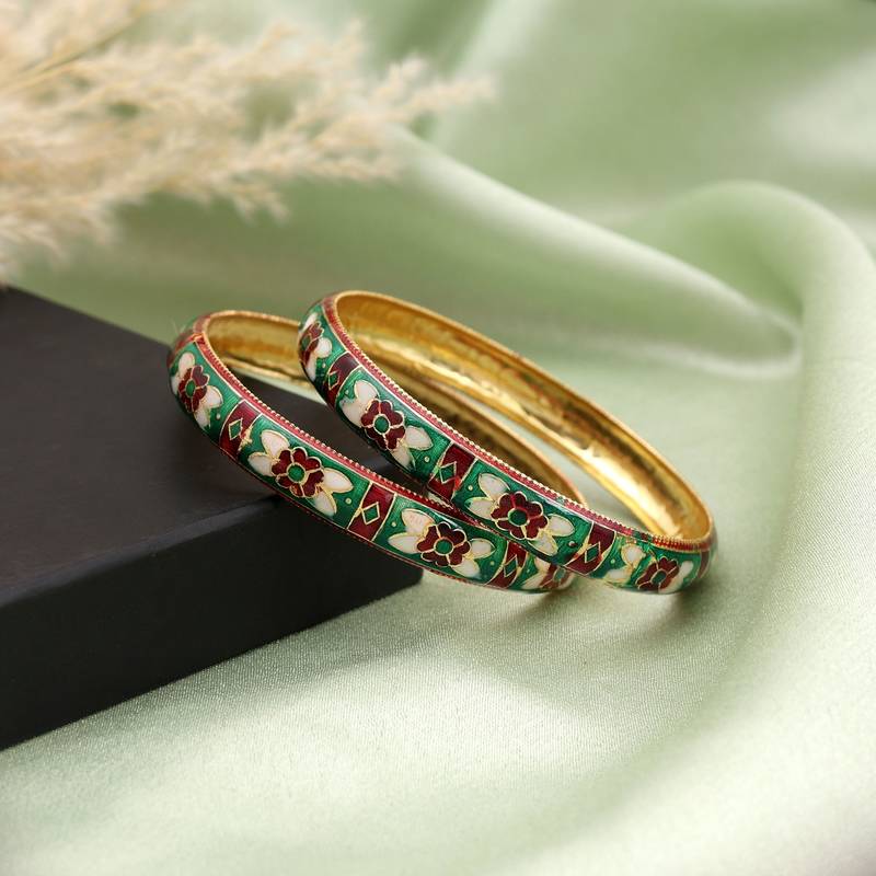 Multi color hand painted meenakari bangle