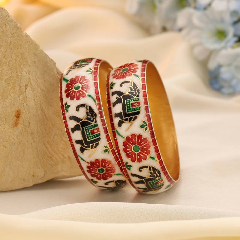 Multi color hand painted meenakari bangle
