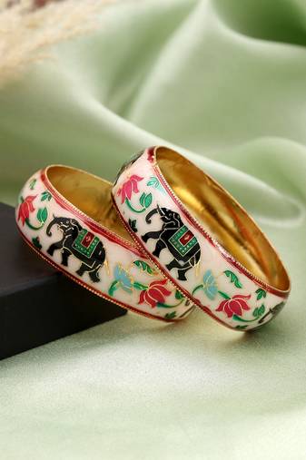 Multi color hand painted meenakari bangle