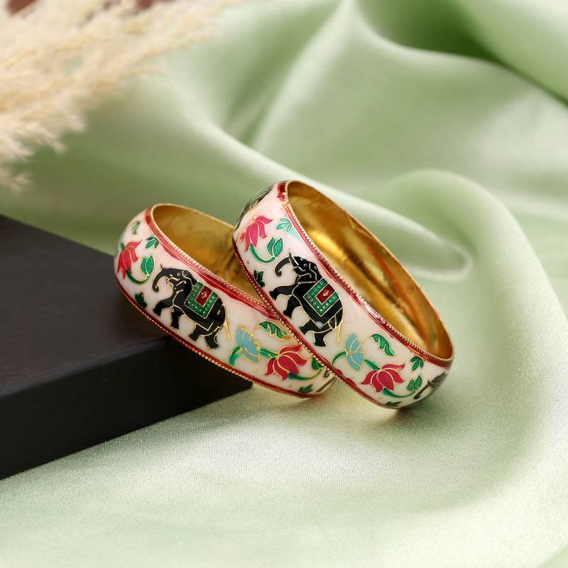 Multi color hand painted meenakari bangle