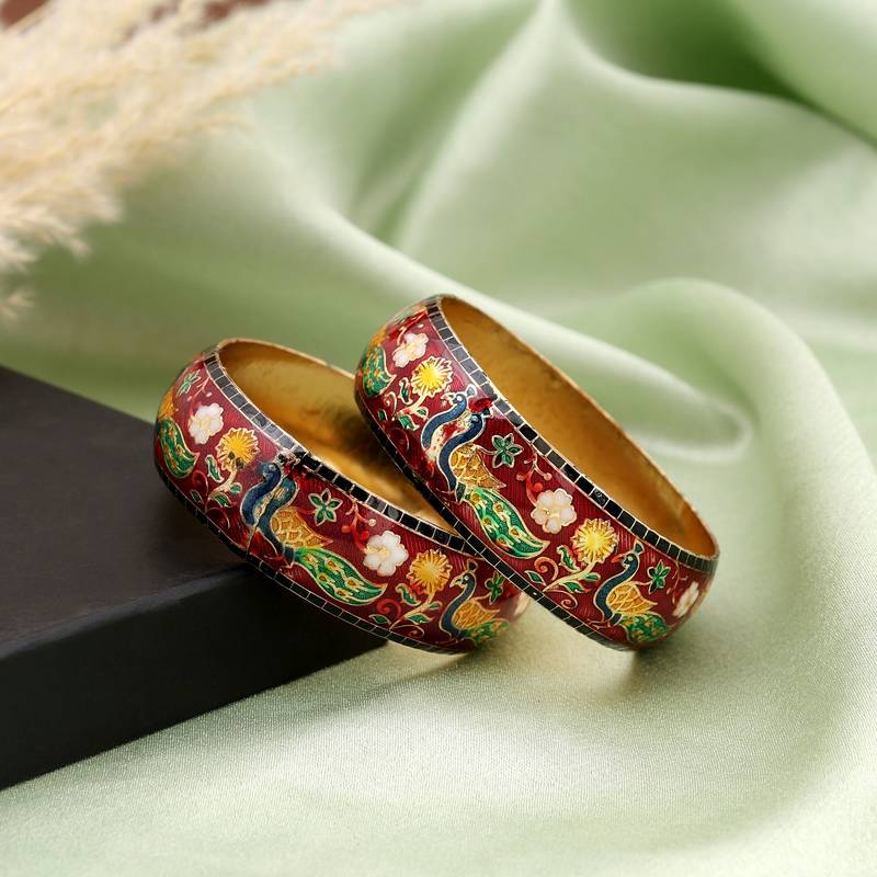 Multi color hand painted meenakari bangle