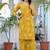 yellow floral printed regular pure cotton kurta with palazzos