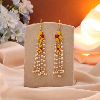 Yellow color meenakari earrings 1