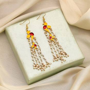 Yellow color meenakari earrings 2