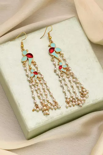 Sky blue color meenakari earrings