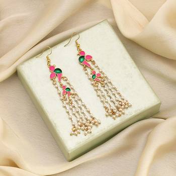 Pink color meenakari earrings 2