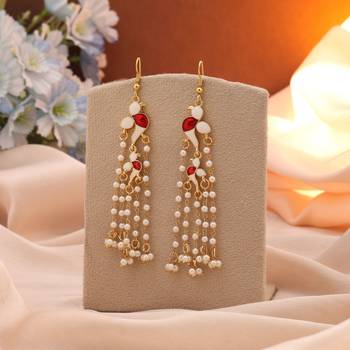 White color meenakari earrings 1
