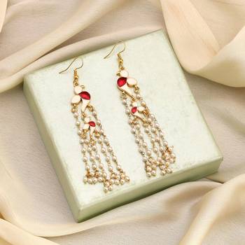 White color meenakari earrings 2