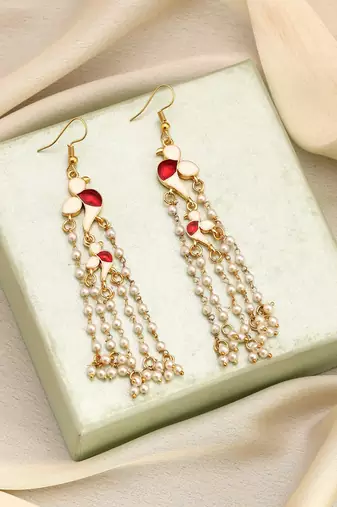 White color meenakari earrings