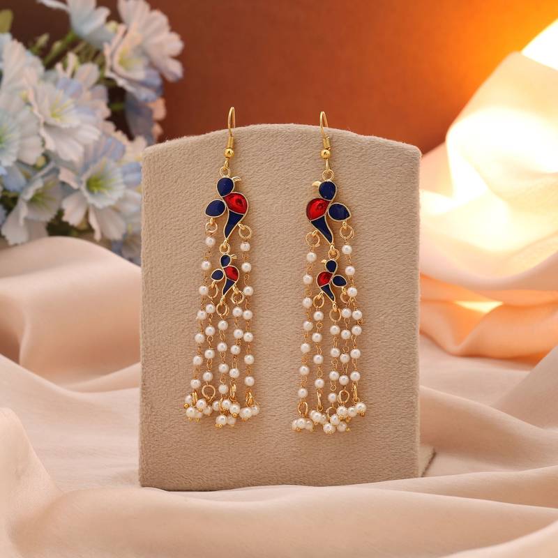 Blue color meenakari earrings