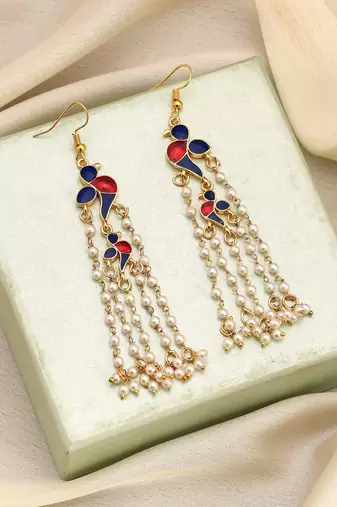 Blue color meenakari earrings