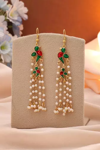 Green color meenakari earrings