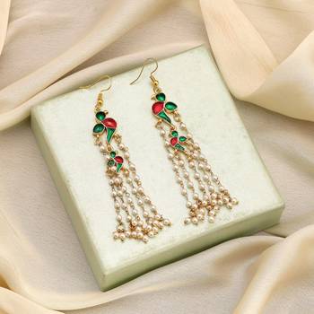 Green color meenakari earrings 2