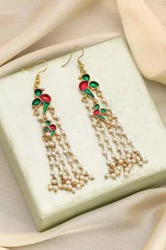 Green color meenakari earrings