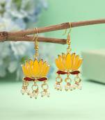 Yellow color lots design meenakari earrings