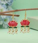 Magenta color lots design meenakari earrings