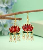 Maroon color lots design meenakari earrings