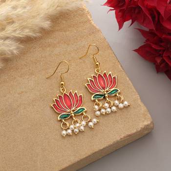 Maroon color lots design meenakari earrings 2