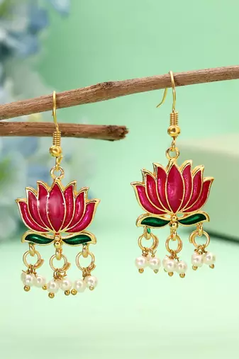 Rani color lots design meenakari earrings