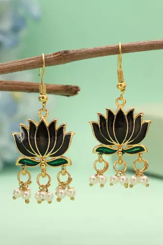 Black color lots design meenakari earrings