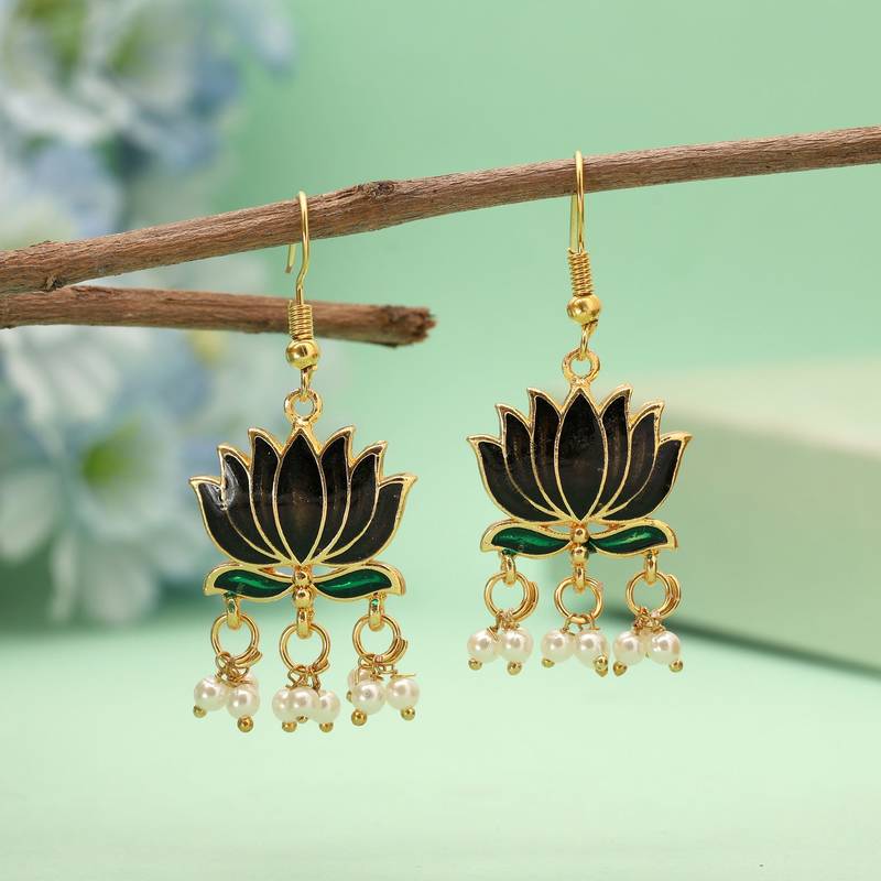 Black color lots design meenakari earrings