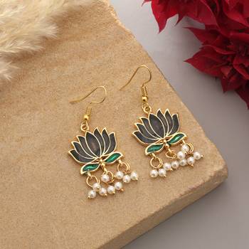Black color lots design meenakari earrings 2