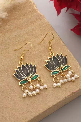 Black color lots design meenakari earrings