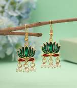 Green color lots design meenakari earrings