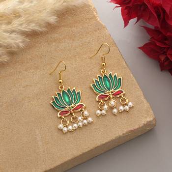 Green color lots design meenakari earrings 2