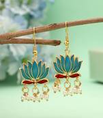Turquoise color lots design meenakari earrings
