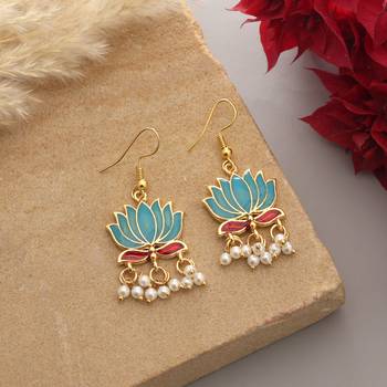 Turquoise color lots design meenakari earrings 2
