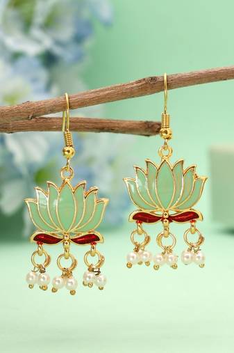 Pista green color lots design meenakari earrings