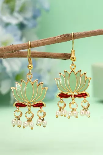Pista green color lots design meenakari earrings
