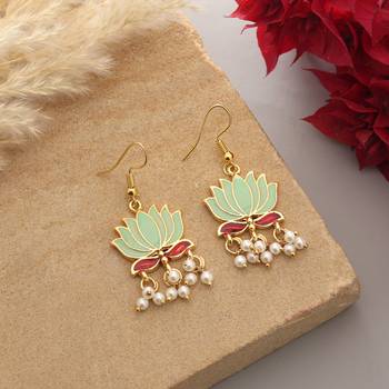 Pista green color lots design meenakari earrings 2