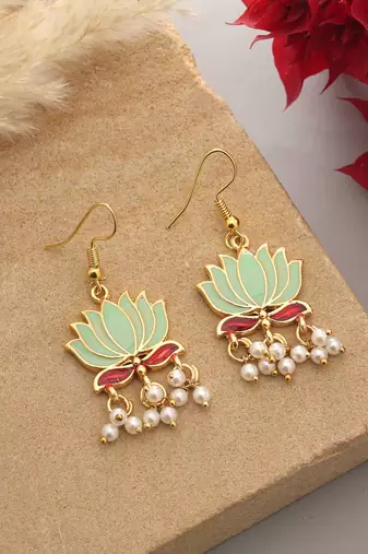 Pista green color lots design meenakari earrings
