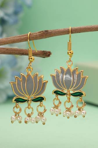 Grey color lots design meenakari earrings