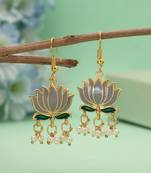 Grey color lots design meenakari earrings